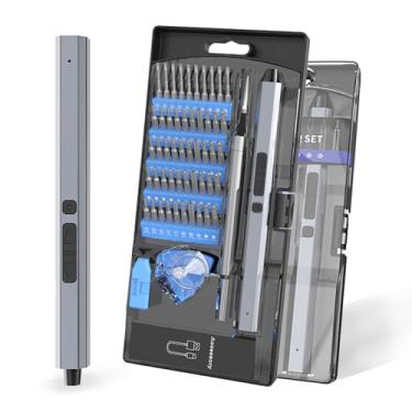 Imagem de Tapafasca Elétrica com Luz LED, Torque 0.15-0.35N. m, Kit de Tapa-Fendas Elétricas Sem Fio com Broca Magnética, Tapafasca de Carregamento USB Tipo-C, para Telefone Móvel、PC、Tablets、Laptops (62 EM 1)