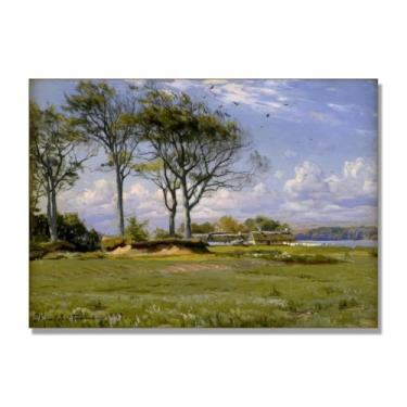 Imagem de NHLDZYH Pinturas a óleo famosas, (paisagem de primavera) por Peder Mork Monsted, reprodução impressa em tela, arte de cenário para decoração de sala de estar. Tela somente 30x42cm-11,8x16,5 pol