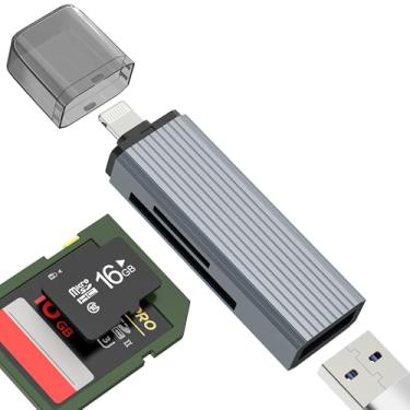 Imagem de Leitor de cartão SD para câmera digital para iPhone 14 13 Pro Max adaptador (3 em 1) para Apple Lightning para USB OTG TF Micro SD Memory Stick Acessório, cabo de transferência, pen drive de foto para