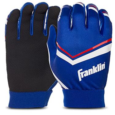 Imagem de Franklin Sports Luvas para receptor de futebol juvenil - Shoktak Luvas juvenis - Luvas para receptor de futebol infantil - Luvas de futebol de alta aderência para crianças - Preto/Azul - Juvenil