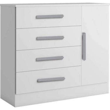 Imagem de Cômoda para quarto 4 gavetas com sapateira - Zeus-Branco - Bianchi Móveis