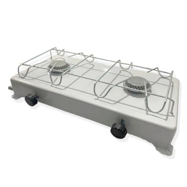 Imagem de Fogão Portátil Camping Duas Bocas A Gás Branco