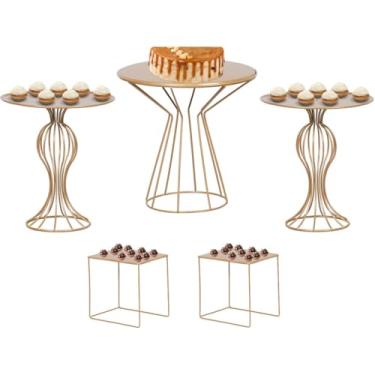 Imagem de Bandejas de Talheres Kit De Decoração Bandeja Para 5 Peças Doces para Festa(dourado)