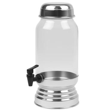 Imagem de Suqueira Vidro Tampa Base Torneira Aluminio Resistente Escovada Festa Agua Saborizada Decor