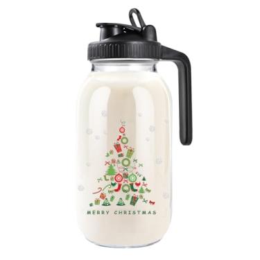 Imagem de Jarra de vidro de 1,8 l com tampa, jarra de vidro de 2 litros com tampa e bico, jarra de vidro de boca larga para leite materno jarra de vidro, jarra de chá de sol, jarra de café frio, recipiente de