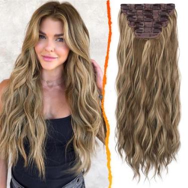 Imagem de Extensões de cabelo Clip in BARSDAR 20 cm onduladas, cinza, marrom e l