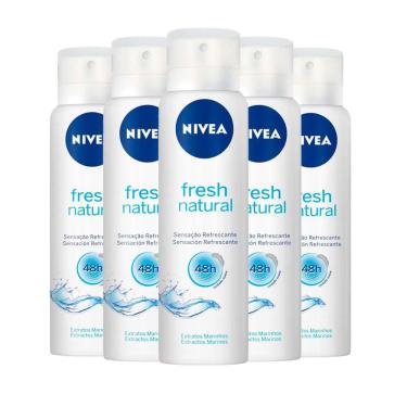 Imagem de Kit Desodorante Aerosol Nivea Fresh Natural 150ml - 5 unidades