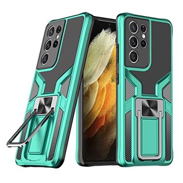 Imagem de SORAKA Capa para Samsung Galaxy S21 Ultra 5G com suporte Capa de proteção resistente para Samsung Galaxy S21 Ultra 5G Capa com placa de metal para suporte magnético para carro Capa Silm Fit