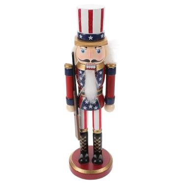 Imagem de Cabilock 1 boneco de madeira clássico quebra-nozes soldado de nozes de madeira, figura patriótica para decoração de casa, decoração de Natal, multicolorida