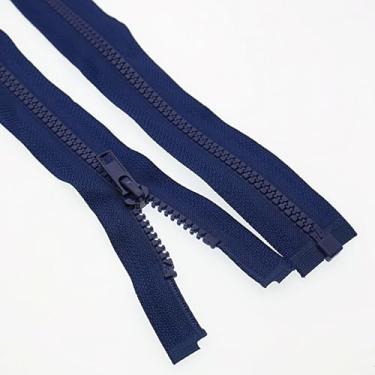 Imagem de SHUNLI 2 peças #5 71 cm zíperes separadores de jaqueta, zíper de plástico moldado azul marinho a granel para costura artesanato casacos bolsas