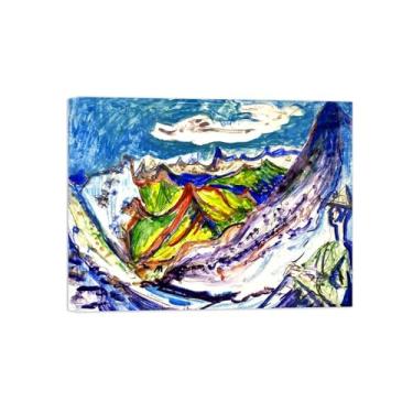 Imagem de Paisagem Abstrata Pôster Famosas Pinturas-Reprodução em Tela-Imagem Decoração Sala de Estar(Mountain) 60x80cm-23x31in Tela Embrulhada