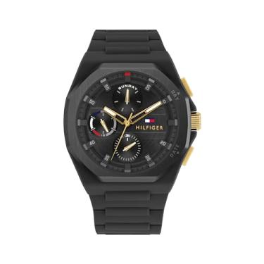 Imagem de Tommy Hilfiger Relógio esportivo masculino – Relógio de pulso de silicone multifuncional – Resistente à água até 5 ATM/50 metros – Relógio de moda premium para todas as ocasiões – 44 mm, Preto