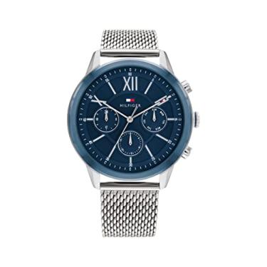 Imagem de Tommy Hilfiger Relógio masculino quartzo 1710524 caixa de aço inoxidável e pulseira de malha, cor: prata, Prata