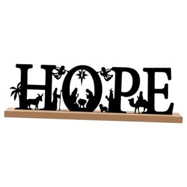 Imagem de Bothyi Presépio de metal com silhueta de presépio, decoração de Natal, arte elegante, ornamento para prateleira, cozinha, mesa interna, Ter EsperanÇa