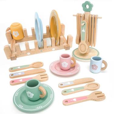 Imagem de Conjunto de acessórios de cozinha Wooden Play Masonbaby 22 PCS 3+
