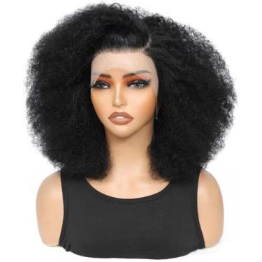 Imagem de Peruca Geogroket Afro Kinky Curly 13x4 de renda frontal 180% 45cm