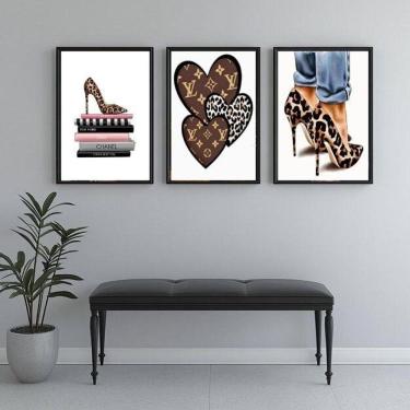 Imagem de Kit 3 Quadros Closet - Oncinha Fashion 33X24Cm