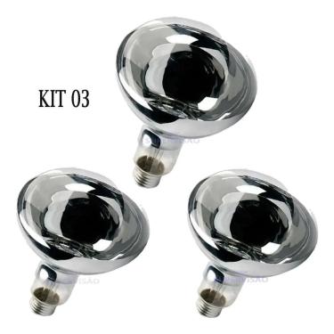 Imagem de 3 Lampada Secagem Infravermelha 250W 220V E27 Estufa Pintura