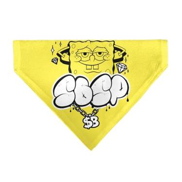 Imagem de Bob Esponja Calça Quadrada para Animais de Estimação Bandana Bob Esponja Calça Quadrada Spsp $ B Corrente Pose Amarela Colarinho Bandana Apenas