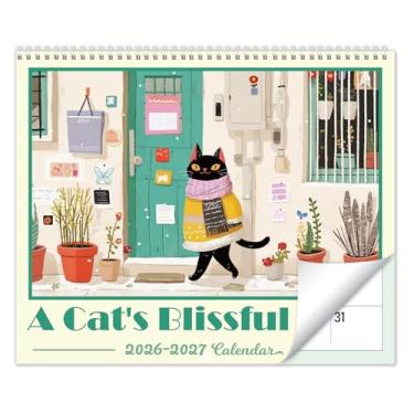 Imagem de GuassLee Calendário de parede vertical para gatos 2025, calendário artístico de 18 meses, de janeiro de 2025 a junho de 2026, agenda mensal de 35,5 x 58,4 cm, com papel grosso para organização de