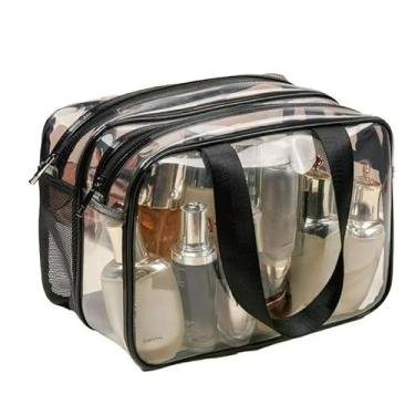 Imagem de Bolsa De PVC Transparente Para Cosméticos Impermeável Portátil De Média Capacidade Viagem/Produtos De Higiene Pessoal Fang (Aleatório)