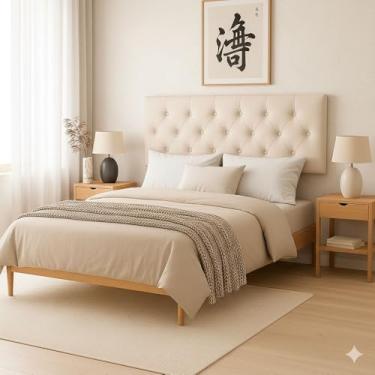 Imagem de Cabeceira Dubai P/Cama Box Casal Capitonê 1,40 cm - Areia