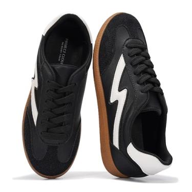 Imagem de Project Cloud Tênis feminino com cadarço para mulheres, tênis femininos modernos, com espuma de memória, tênis de caminhada, calçados femininos antiderrapantes (Irita), Preto, 37