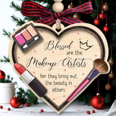 Imagem de KATLADIZ Ornamento de maquiagem – Ornamentos de maquiagem para árvore de Natal – Pincel de batom para cílios, ornamentos cosmetológicos para meninas, adolescentes, esteticistas, amantes da beleza