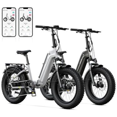 Imagem de Kit com 2 Bicicletas Elétricas Dobráveis Sisigad 1500W Pico, Pneus Fat 20"x4.0, Ba...