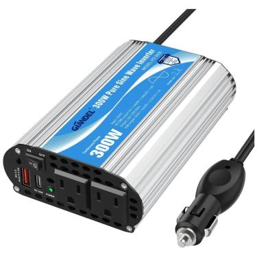 Imagem de Inversor de Potência 300W 12V DC para 120V AC Saída USB, GIANDEL PS 300B CAR, Cinza