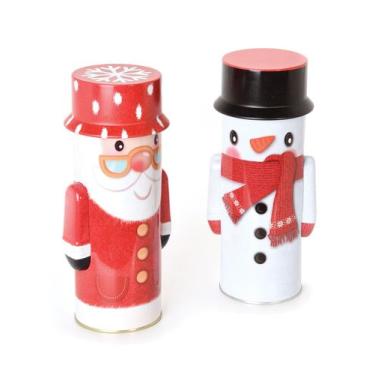 Imagem de Lata Personagens Natalinos Com 3 Empilhados  - Modelo Boneco de Neve -