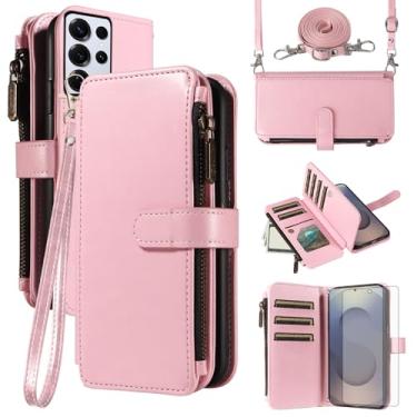 Imagem de Asuwish Capa de celular para Samsung Galaxy S25 Ultra 5G com protetor de tela de vidro temperado e cordão com zíper, porta-cartões, suporte para cartão, acessórios para celular S25Ultra 25S S 25