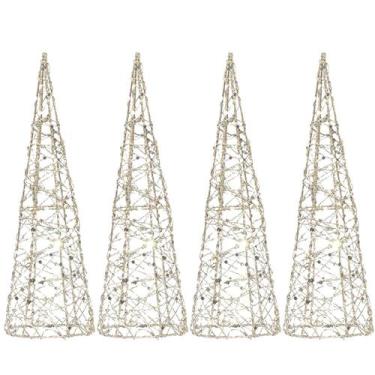 Imagem de 4 Mini Arvore de Natal Aramada com Glitter Champanhe 20cm - Magizi