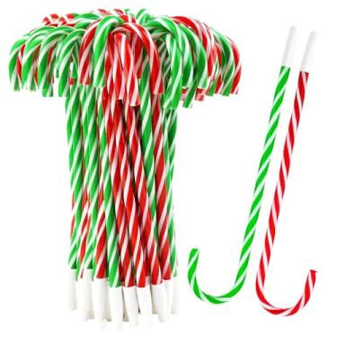 Imagem de SAYAYA 120 canetas de bengala doce de Natal com tinta preta para Natal, Natal, Ano Novo, decoração de casa, presente de festa (vermelho/verde)