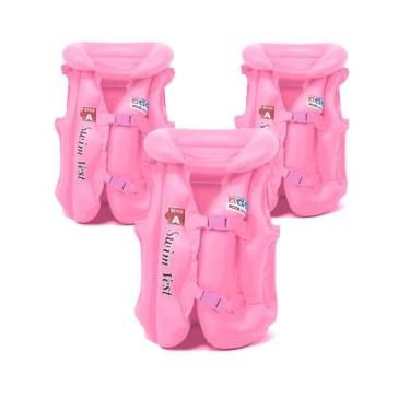 Imagem de Kit 3 Colete Inflavel Aquatico infantil Verão Piscina Praia (ROSA)