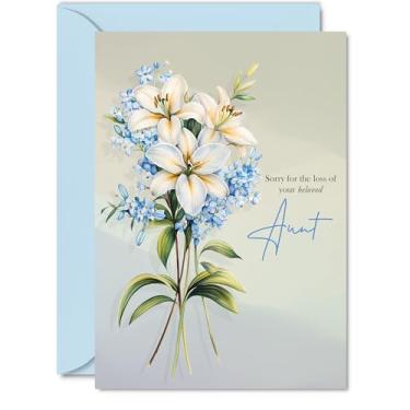 Imagem de Cartão de simpatia Loss of Aunt - Floral Deepest Sympathy Flowers - Cartões de luto de luto para adultos, cartões de felicitações A5 Condolences Thinking of You