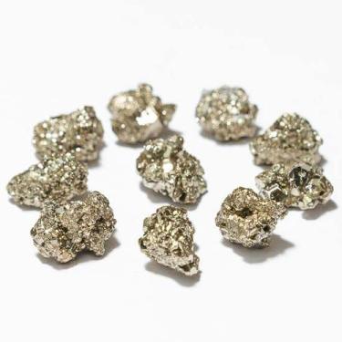 Imagem de 10 Pirita Peruana Bruta 10mm com Furo Vazado para Montar Colar Atacado