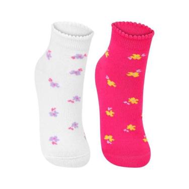 Imagem de Kit 2 meias lupo com cano médio ref:2680 menina, Branco, Rosa, 24/9
