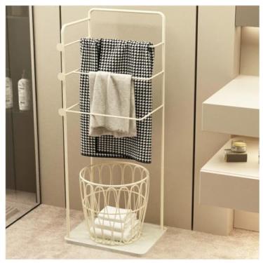 Imagem de Toalheiro, toalheiro, suporte de toalha, cabideiro de metal com cesta de lavanderia, toalheiro com base de mármore para lavanderia, colcha, escada/C/a