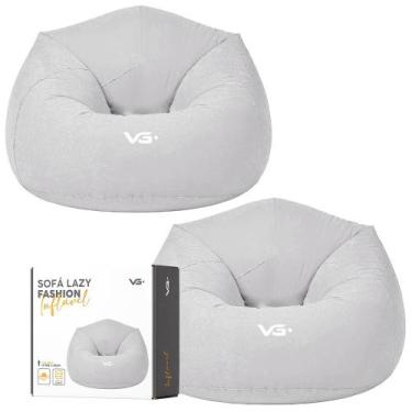 Imagem de Kit 2 Poltrona Inflável Puff Lazy Fashion Aveludado Assento Pufe VG Pl