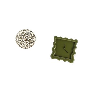 Imagem de Fenteer Escultura de Parede de Metal Rústica E Decoração de Arte com Relógio Quadrado, Placa de Ferro Forjado, Pingentes Pendurados 3D para Escritório, Sala D