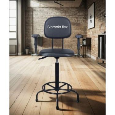 Imagem de Cadeira Caixa Alta Braço L Duplo Regulagem Altura Base Ferro