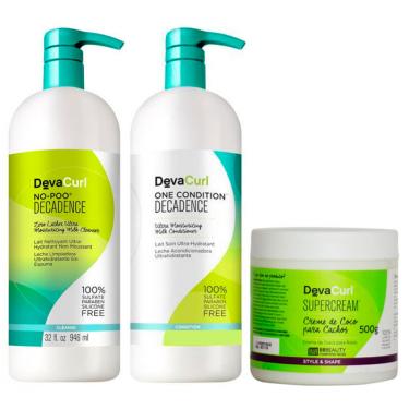 Imagem de Deva Curl Decadence No Poo Shampoo (1000ml), Condicionador (1000ml) E Super Cream (500ml)