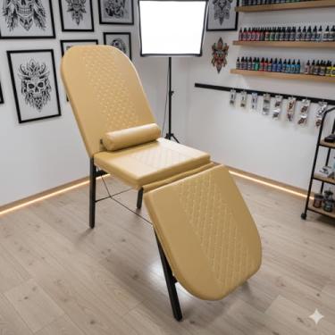 Imagem de Maca Fixa 3 Posições Reclinável Tatuagem Estética Massagem Compact Diamante (Caramelo)