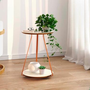 Imagem de Mesinha Lateral Centro Sala de Canto Sofá Mesa Apoio Decorativa 47 cm em MDF(OFF WHITE FREIJO)