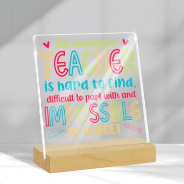 Imagem de Presente de professor para mulheres, professores, aposentadoria, agradecimento, Natal, Dia das Mães, presentes de aniversário para professores, professores, escritório, mesa, placa acrílica