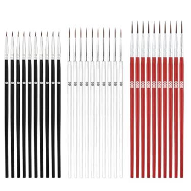Imagem de Conjunto de 45 pincéis de pintura em miniatura, 0#00#00#000 Conjunto de pincéis pequenos com ponta fina para artesanato em aquarela a óleo, acrílico, pintura artística minúscula (preto, branco