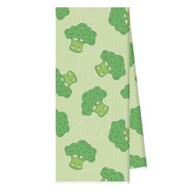 Imagem de Toalhas de cozinha de brócolis, toalha de prato de vegetais, toalhas de prato reutilizáveis laváveis, panos de prato absorventes toalha de mão para secagem, limpeza, cozinha, presente de inauguração