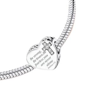 Imagem de 1 peça prata elegante diamante branco coração berloque contas adequadas para mulheres, faça você mesmo e roupa diária combinando joias decoração presente para mamãe, 10.9*11.85mm, Prata, Sem Pedra