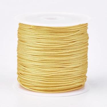 Imagem de Cordão de nylon 45 m para pulseiras, fio de nylon de 0,8 mm, fio de nó chinês para pulseira trançada faça você mesmo, colar de contas, artesanato em macramê, amarelo